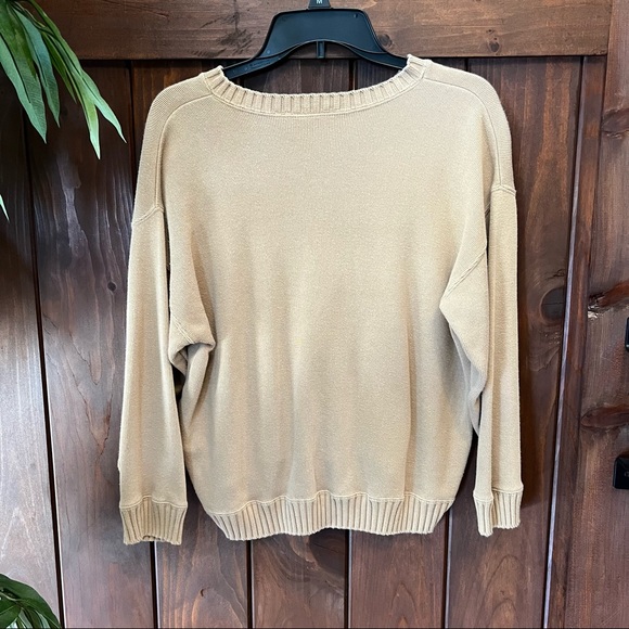 Liz Claiborne Petite Vintage Tan oversized half zip sweater - Picture 3 of 5